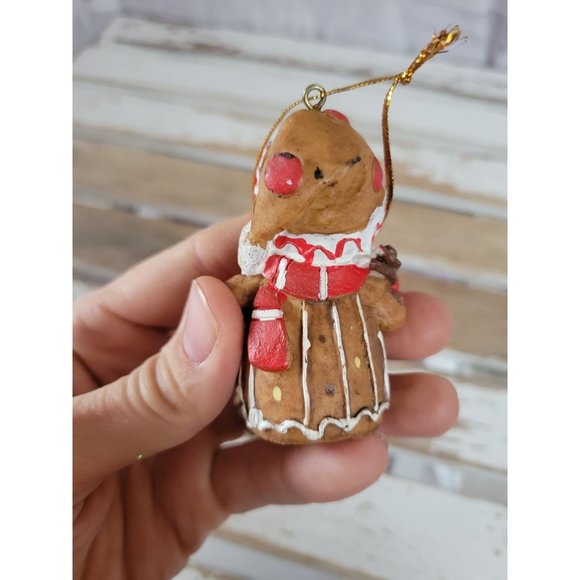 Snowman skier gingerbread ornament vintage Xmas holiday tree - Picture 3 of 7